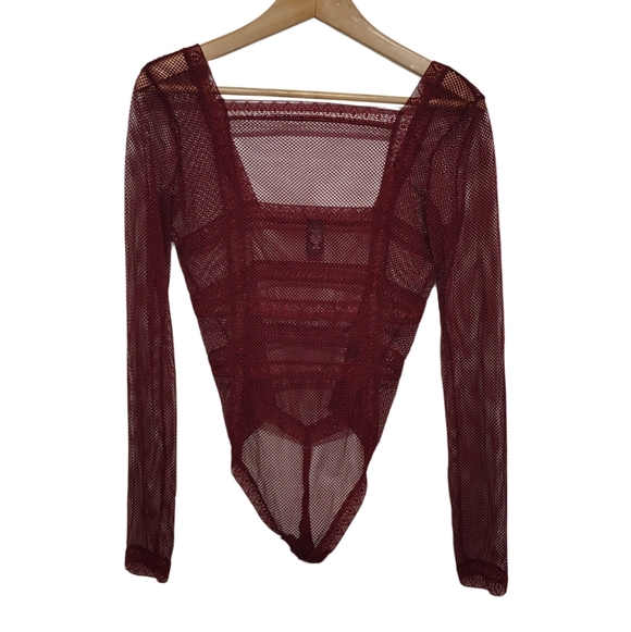 Victoria Secret Sheer Genius" Long Sleeve Thong Bodysuit Size Large - Picture 4 of 7